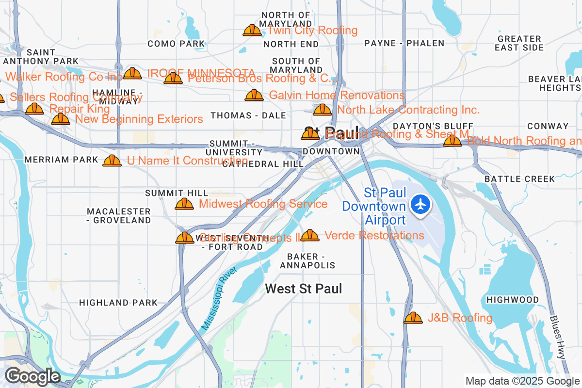 Map of Roofing Contractors in Saint Paul, Minnesota