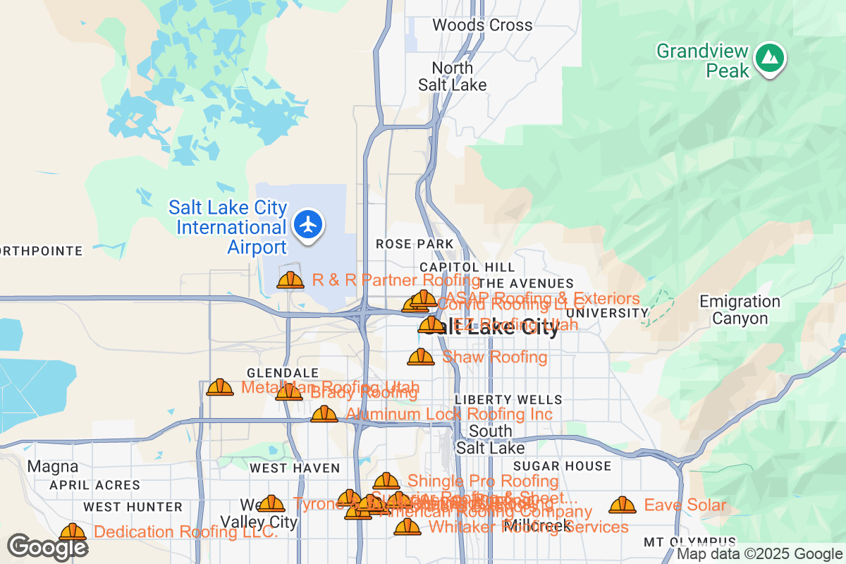 Map of Roofing Contractors in Salt Lake City, Utah