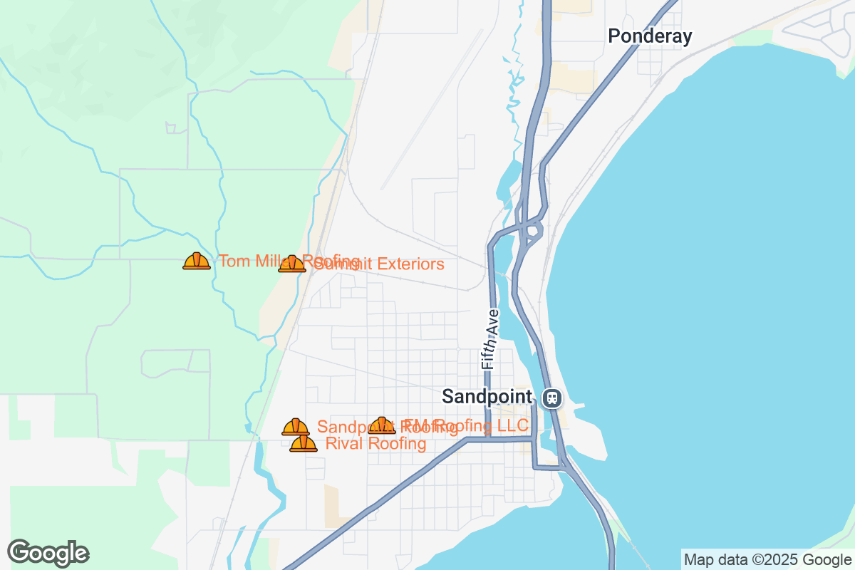 Map of Roofing Contractors in Sandpoint, Idaho