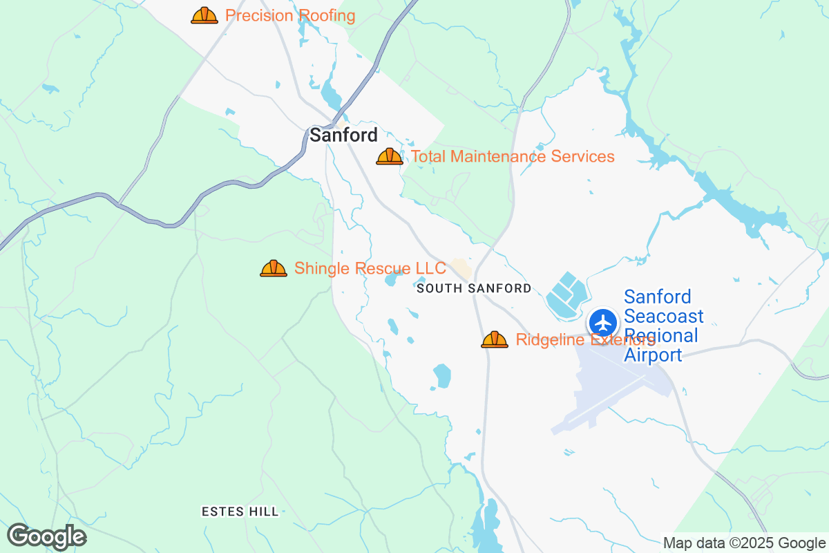 Map of Roofing Contractors in Sanford, Maine