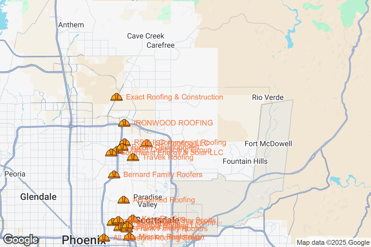 Map of Roofing Contractors in Scottsdale, Arizona