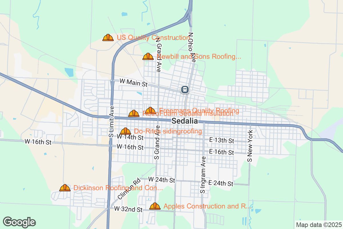 Map of Roofing Contractors in Sedalia, Missouri