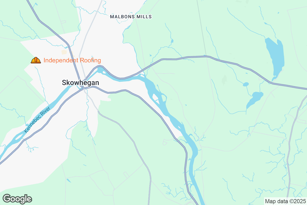 Map of Roofing Contractors in Skowhegan, Maine