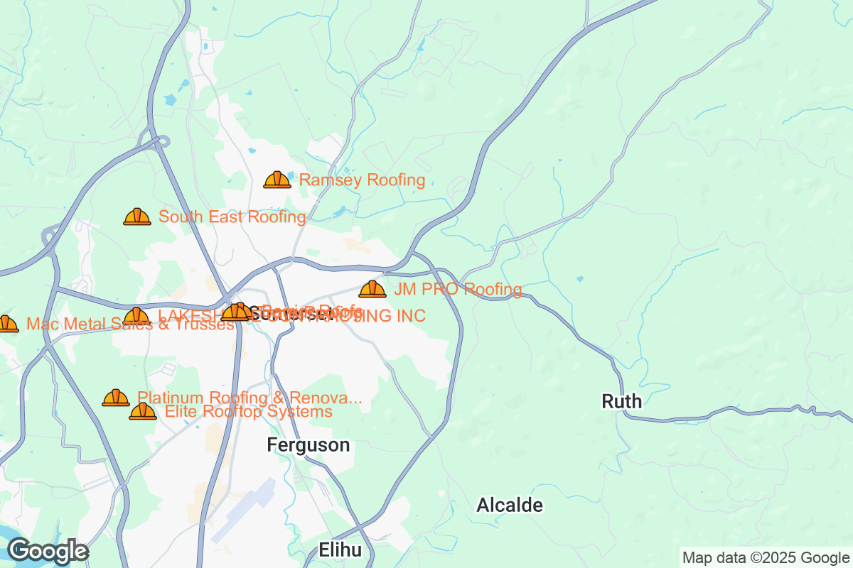 Map of Roofing Contractors in Somerset, Kentucky