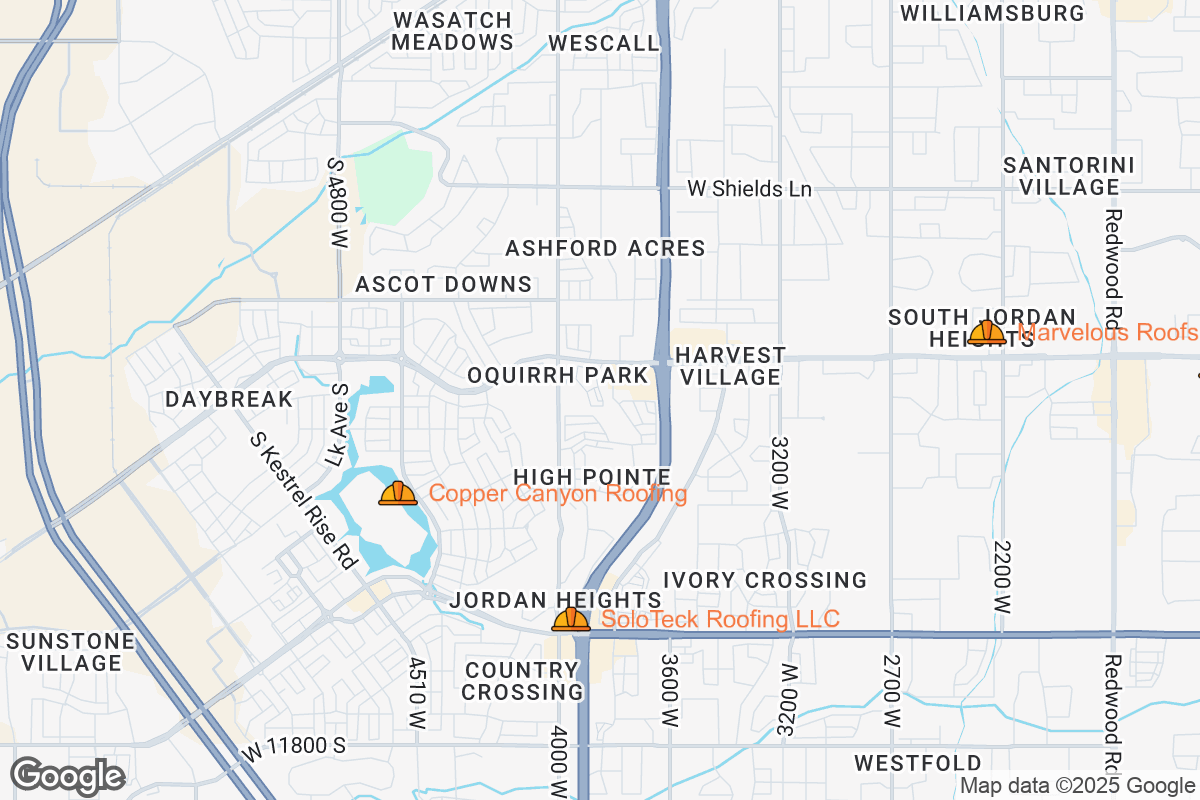 Map of Roofing Contractors in South Jordan, Utah