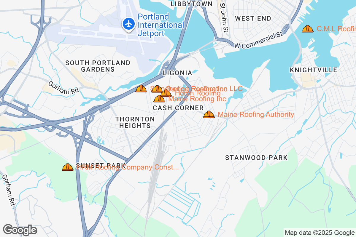 Map of Roofing Contractors in South Portland, Maine