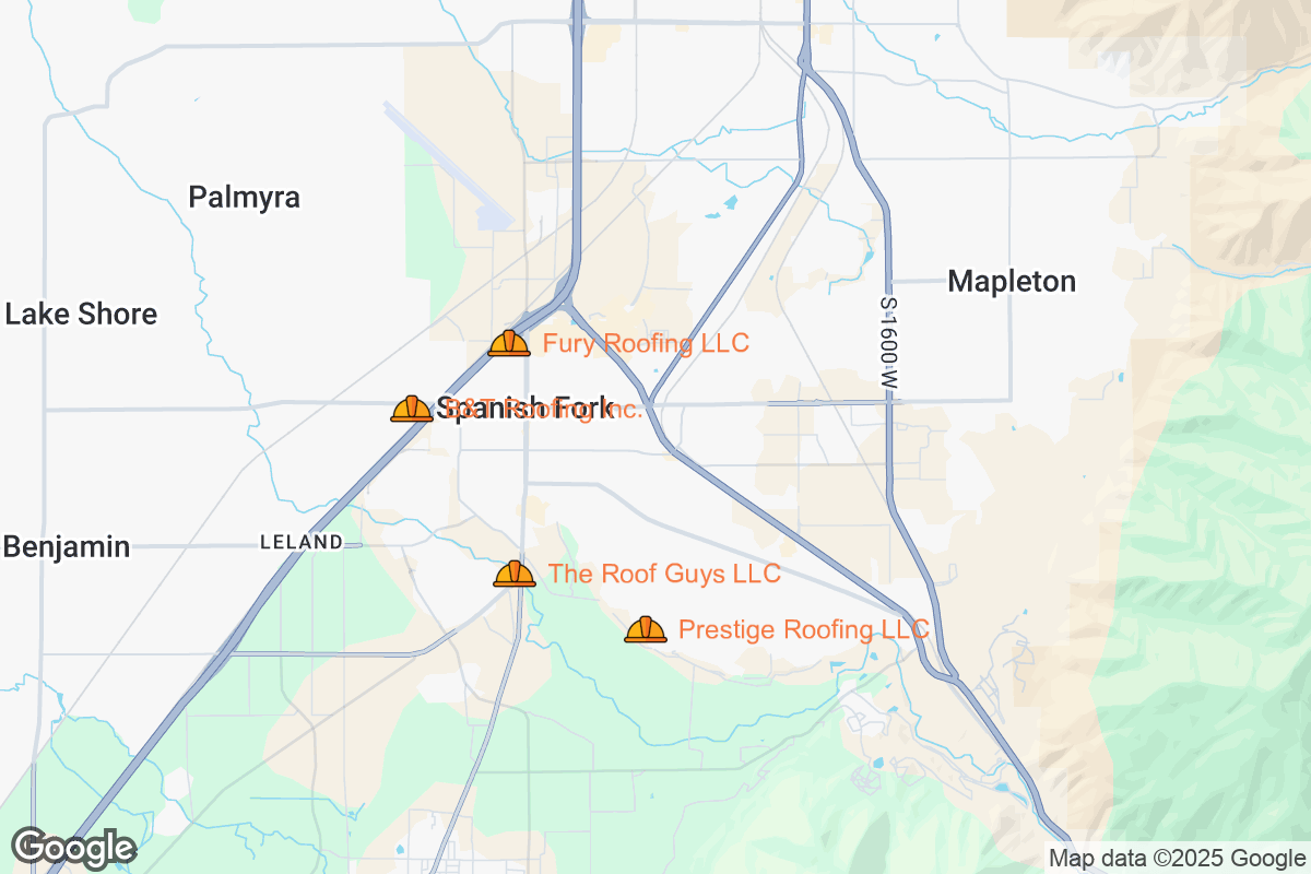 Map of Roofing Contractors in Spanish Fork, Utah