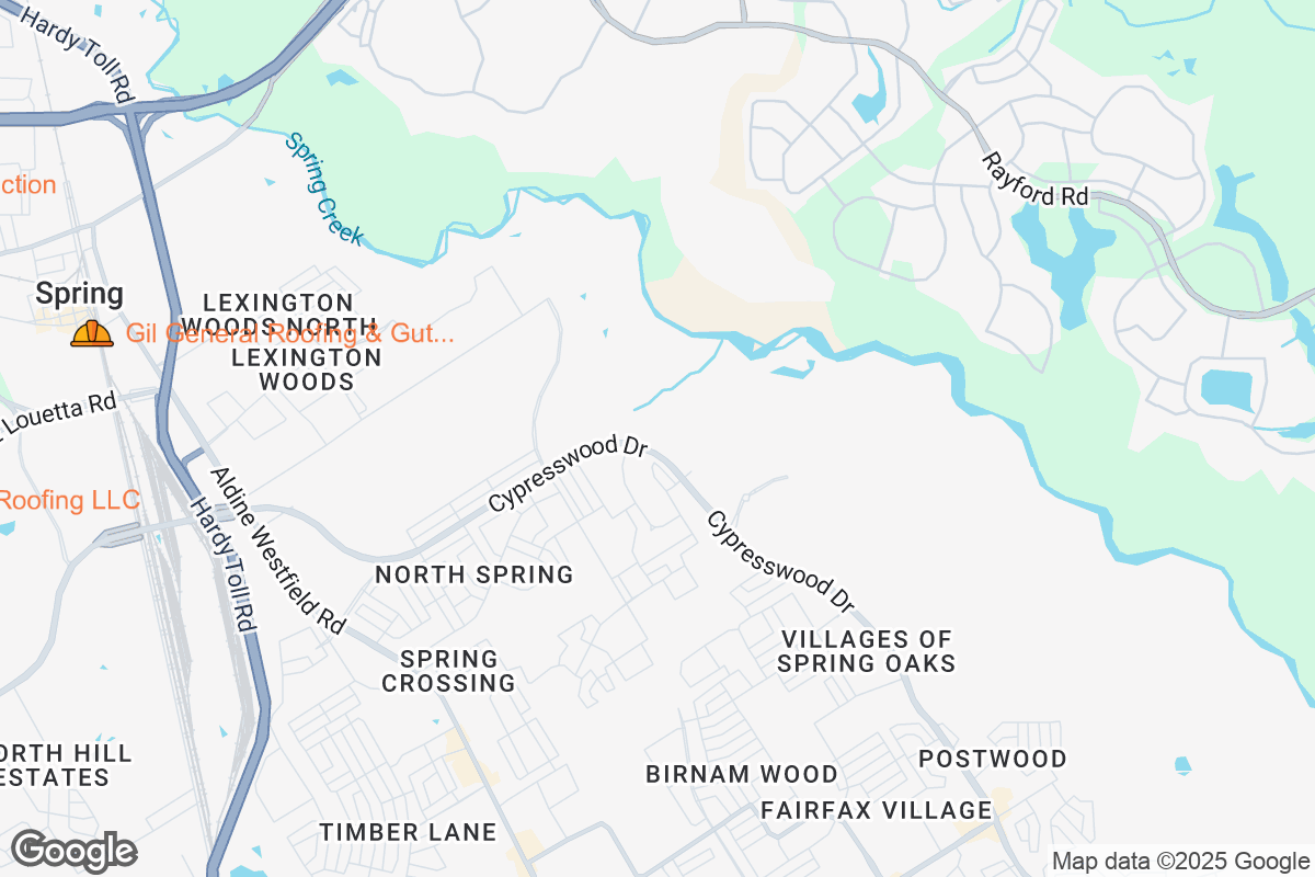 Map of Roofing Contractors in Spring, Texas