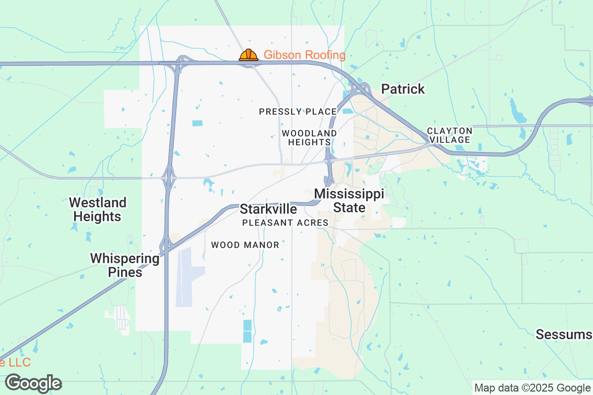Map of Roofing Contractors in Starkville, Mississippi