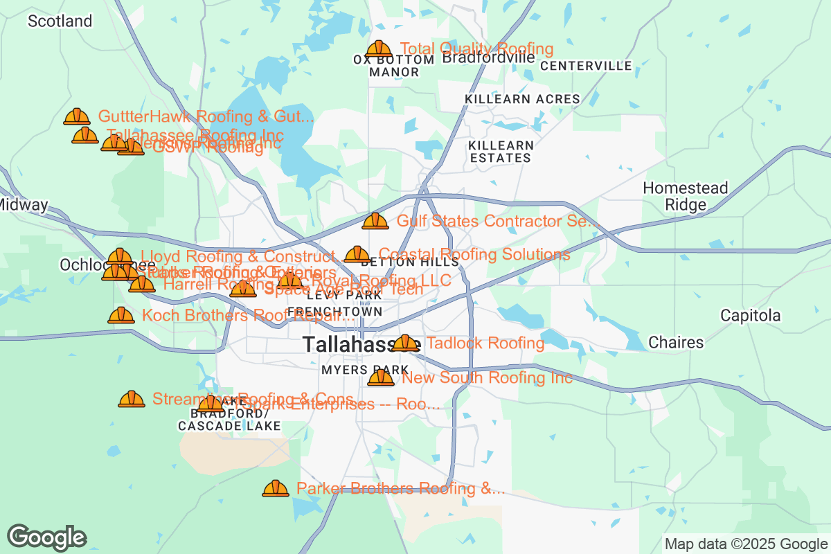 Map of Roofing Contractors in Tallahassee, Florida