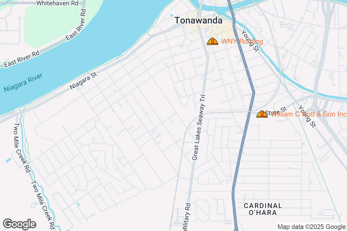 Map of Roofing Contractors in Tonawanda, New York