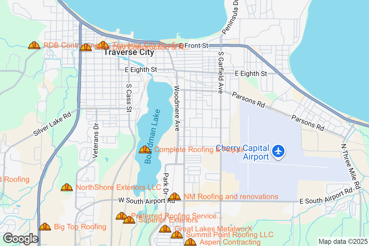 Map of Roofing Contractors in Traverse City, Michigan