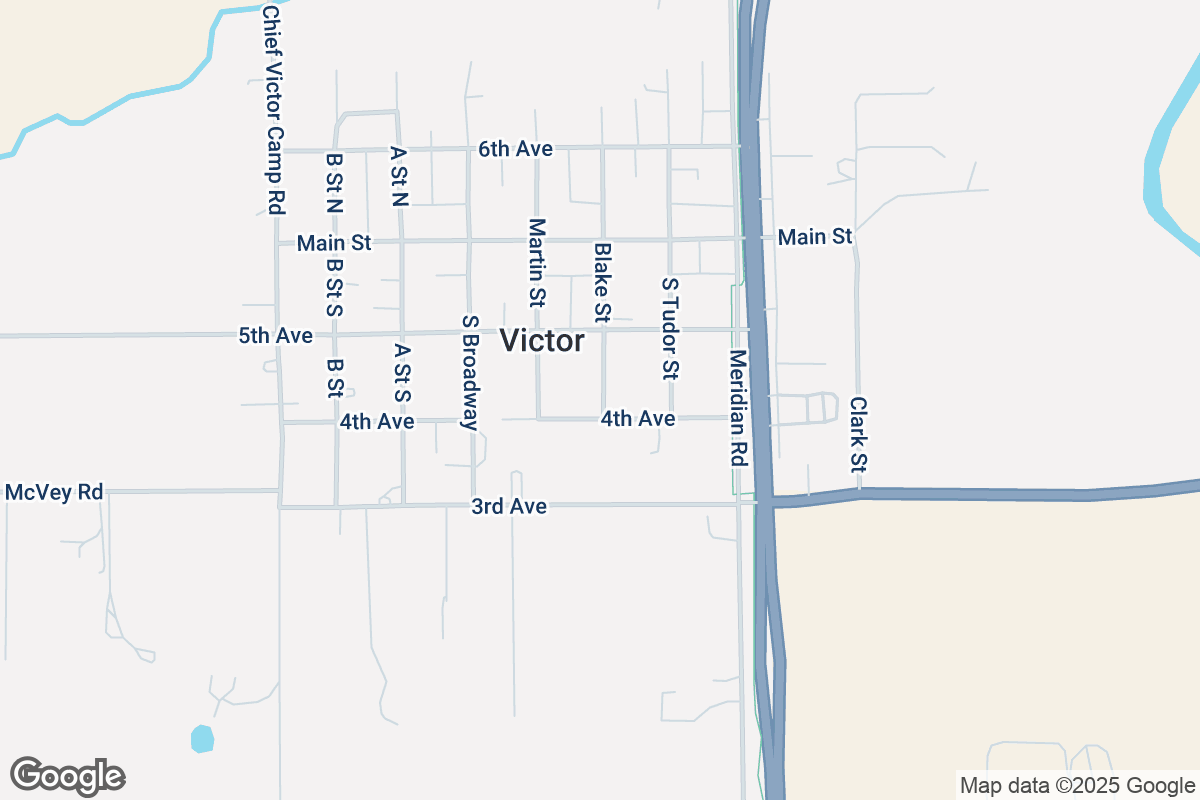 Map of Roofing Contractors in Victor, Montana