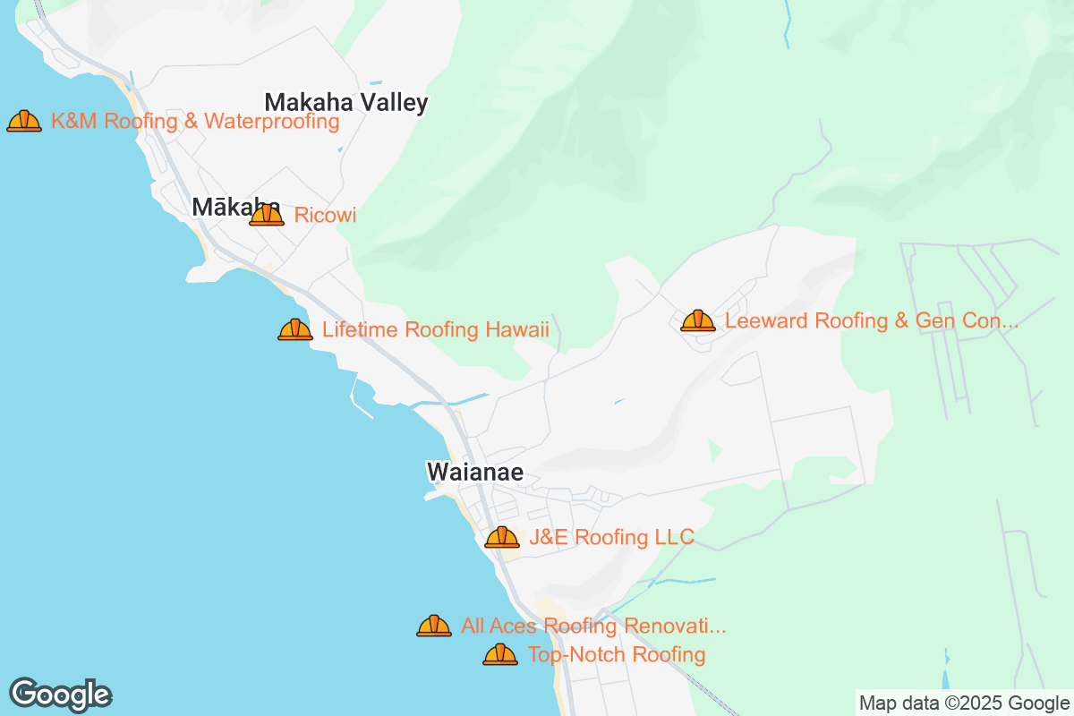 Map of Roofing Contractors in Waianae, Hawaii
