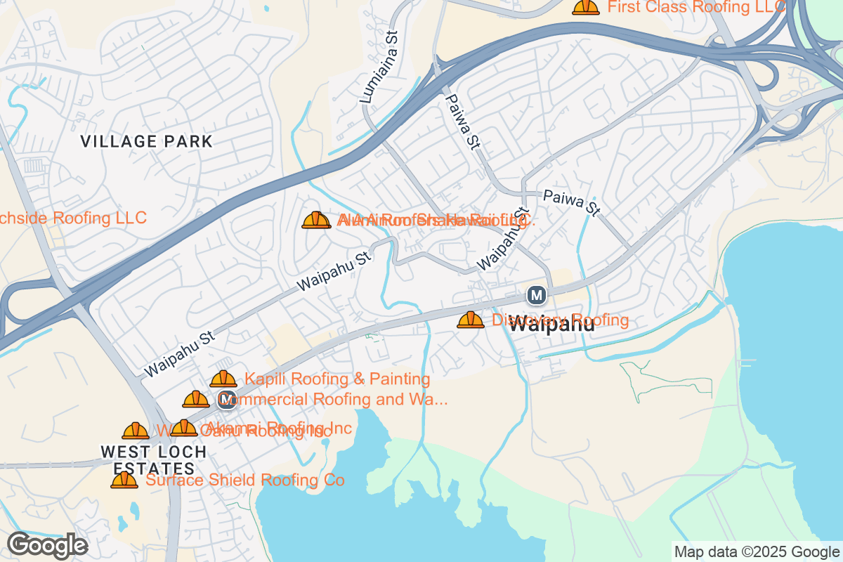 Map of Roofing Contractors in Waipahu, Hawaii